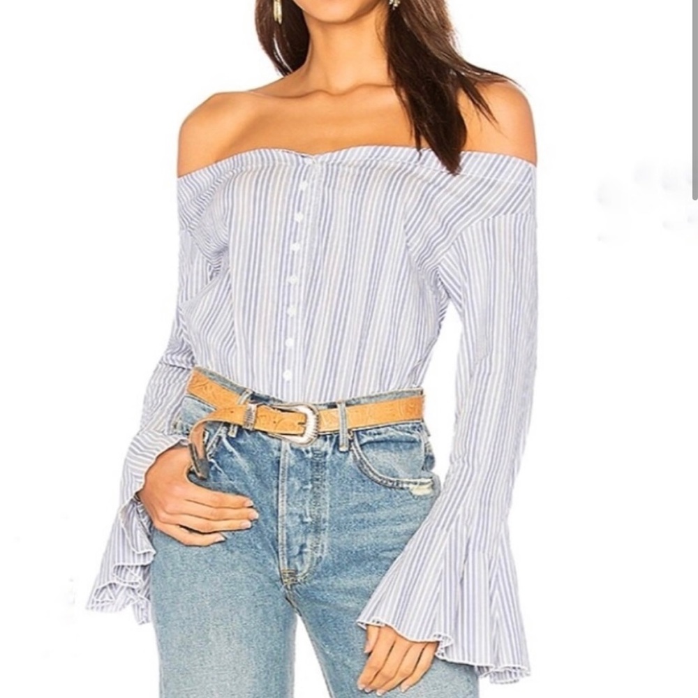 NWOT never worn, free people button down off the shoulder top